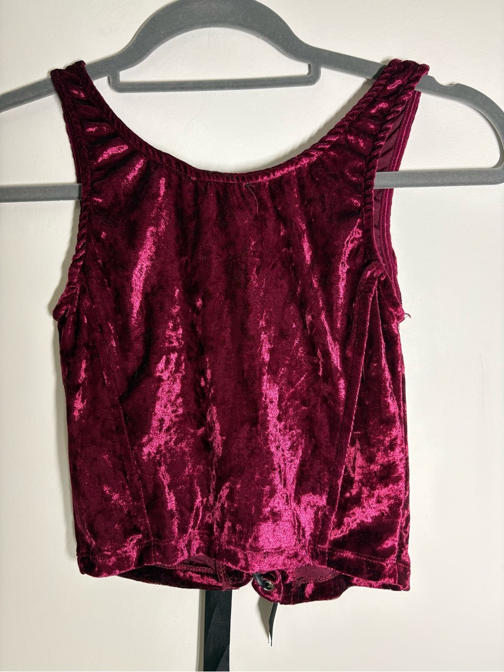 Dolls Kill wine Velvet Lace-Up bustier - Picture 8 of 10